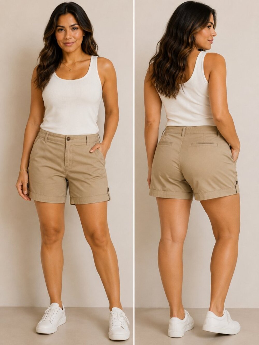 Buffalo David Bitton Carlisle Women's Khaki Cargo Shorts Size 12 Mid-Rise Casual